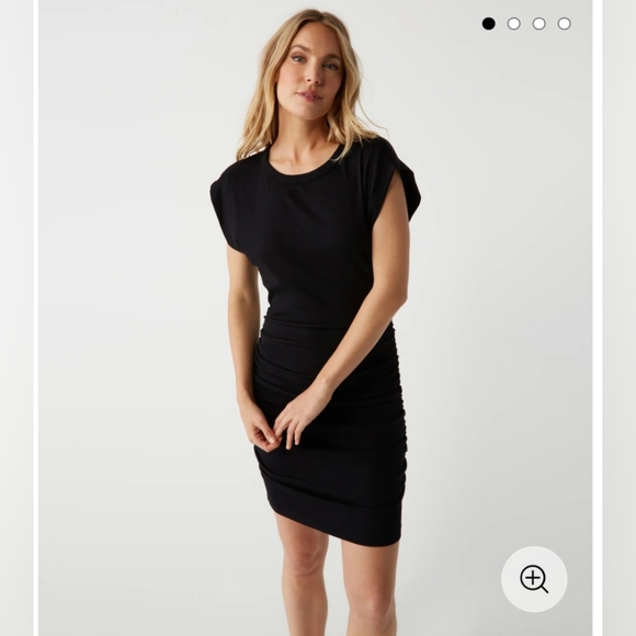 NWT Michael Stars Ricci Power Shoulder Dress in black. Size S - Picture 3 of 5